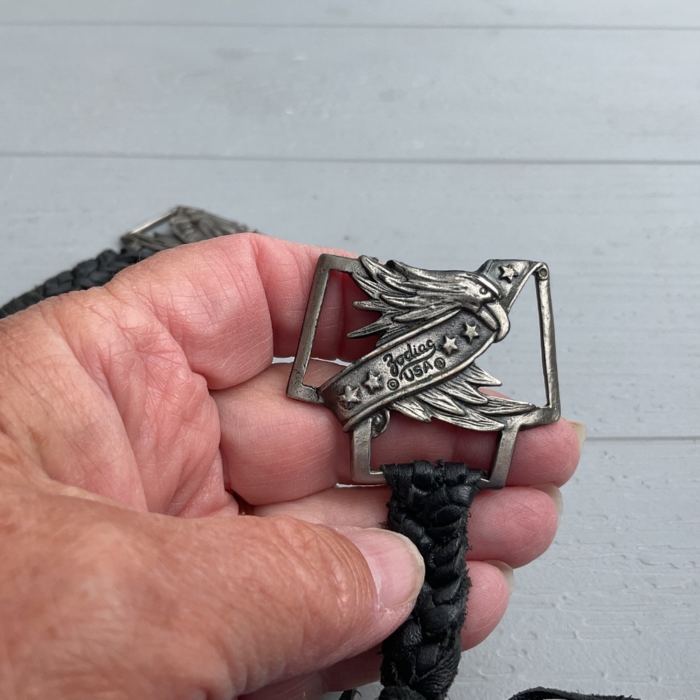 Zodiac USA boot tassels vintage 1980’s brass black leather - Picture 6 of 9